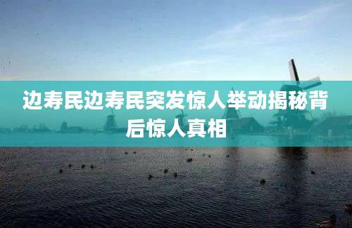 边寿民边寿民突发惊人举动揭秘背后惊人真相