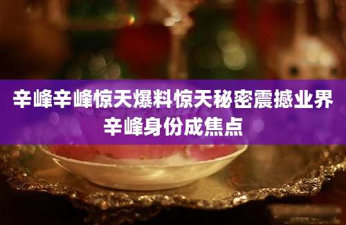 辛峰辛峰惊天爆料惊天秘密震撼业界辛峰身份成焦点