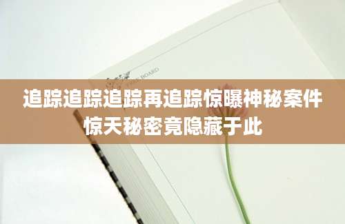 追踪追踪追踪再追踪惊曝神秘案件惊天秘密竟隐藏于此