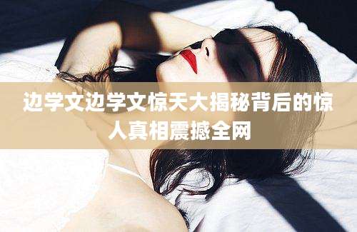 边学文边学文惊天大揭秘背后的惊人真相震撼全网