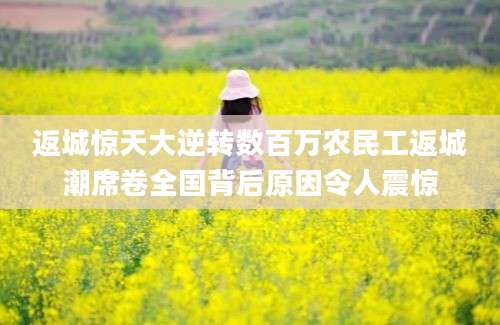 返城惊天大逆转数百万农民工返城潮席卷全国背后原因令人震惊