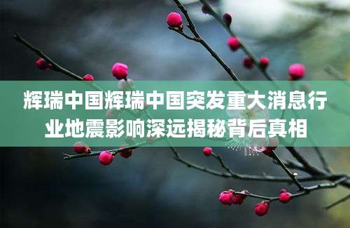 辉瑞中国辉瑞中国突发重大消息行业地震影响深远揭秘背后真相