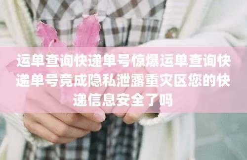 运单查询快递单号惊爆运单查询快递单号竟成隐私泄露重灾区您的快递信息安全了吗