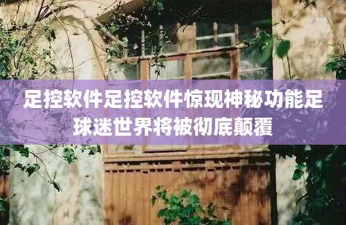 足控软件足控软件惊现神秘功能足球迷世界将被彻底颠覆