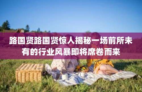 路国贤路国贤惊人揭秘一场前所未有的行业风暴即将席卷而来