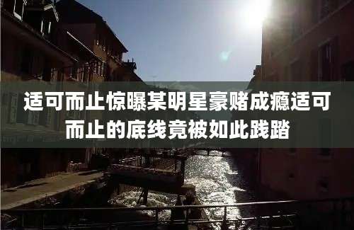 适可而止惊曝某明星豪赌成瘾适可而止的底线竟被如此践踏