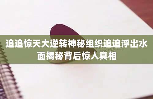 追追惊天大逆转神秘组织追追浮出水面揭秘背后惊人真相
