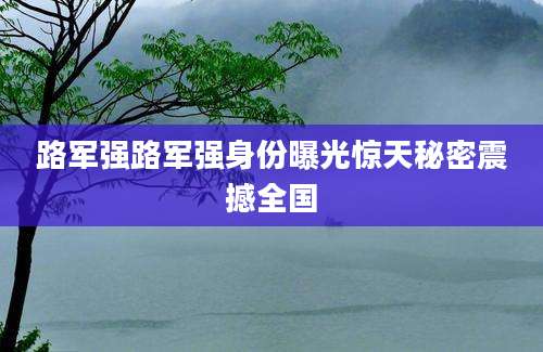 路军强路军强身份曝光惊天秘密震撼全国