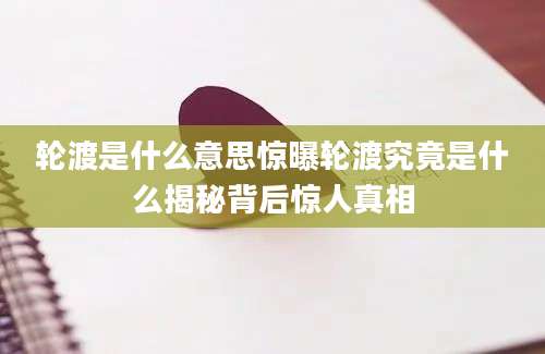 轮渡是什么意思惊曝轮渡究竟是什么揭秘背后惊人真相