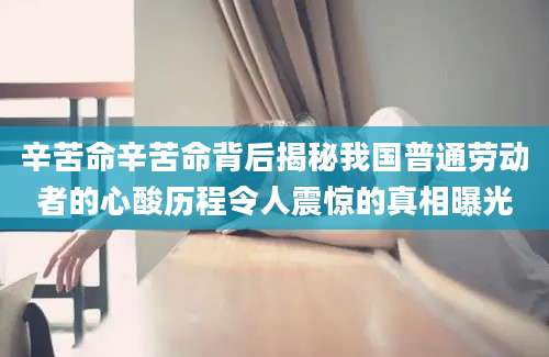 辛苦命辛苦命背后揭秘我国普通劳动者的心酸历程令人震惊的真相曝光