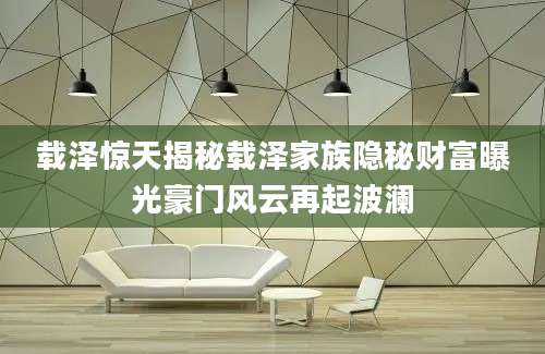 载泽惊天揭秘载泽家族隐秘财富曝光豪门风云再起波澜