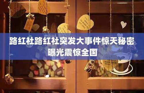 路红社路红社突发大事件惊天秘密曝光震惊全国