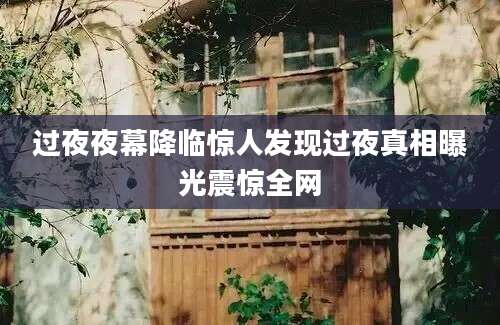 过夜夜幕降临惊人发现过夜真相曝光震惊全网