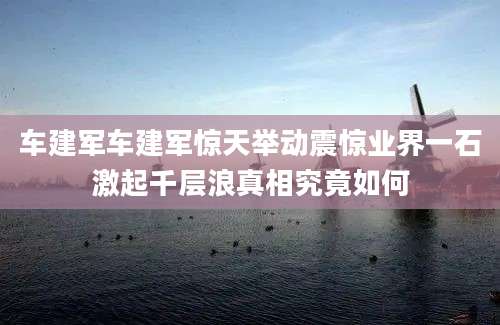 车建军车建军惊天举动震惊业界一石激起千层浪真相究竟如何