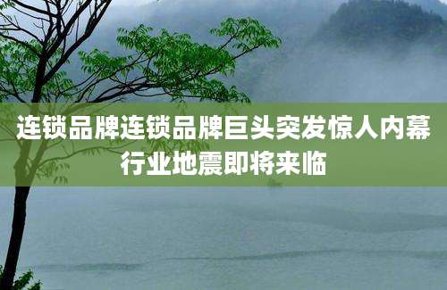 连锁品牌连锁品牌巨头突发惊人内幕行业地震即将来临