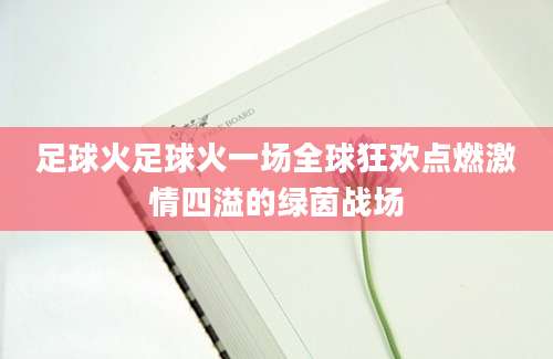 足球火足球火一场全球狂欢点燃激情四溢的绿茵战场