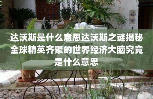 达沃斯是什么意思达沃斯之谜揭秘全球精英齐聚的世界经济大脑究竟是什么意思