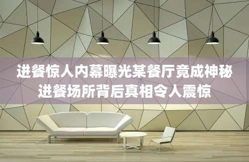 进餐惊人内幕曝光某餐厅竟成神秘进餐场所背后真相令人震惊