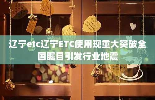 辽宁etc辽宁ETC使用现重大突破全国瞩目引发行业地震