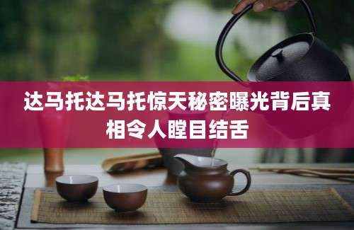 达马托达马托惊天秘密曝光背后真相令人瞠目结舌