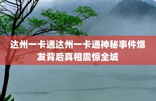 达州一卡通达州一卡通神秘事件爆发背后真相震惊全城