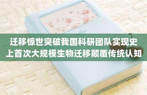 迁移惊世突破我国科研团队实现史上首次大规模生物迁移颠覆传统认知