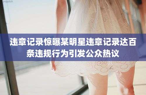 违章记录惊曝某明星违章记录达百条违规行为引发公众热议
