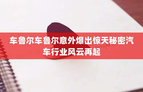 车鲁尔车鲁尔意外爆出惊天秘密汽车行业风云再起