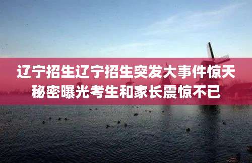 辽宁招生辽宁招生突发大事件惊天秘密曝光考生和家长震惊不已