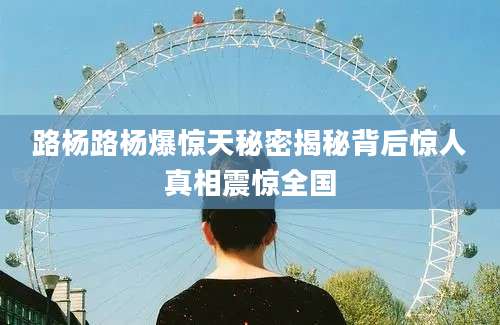 路杨路杨爆惊天秘密揭秘背后惊人真相震惊全国