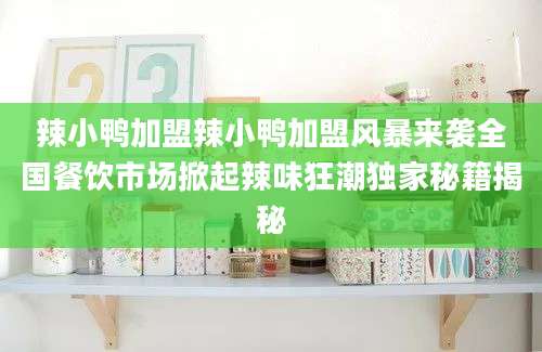 辣小鸭加盟辣小鸭加盟风暴来袭全国餐饮市场掀起辣味狂潮独家秘籍揭秘