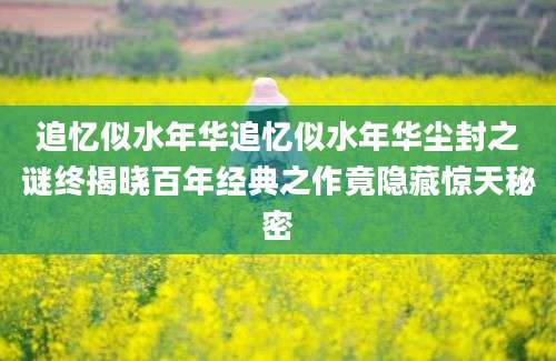 追忆似水年华追忆似水年华尘封之谜终揭晓百年经典之作竟隐藏惊天秘密