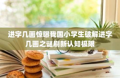 进字几画惊曝我国小学生破解进字几画之谜刷新认知极限