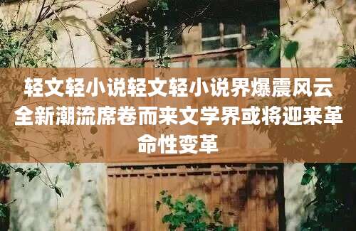 轻文轻小说轻文轻小说界爆震风云全新潮流席卷而来文学界或将迎来革命性变革