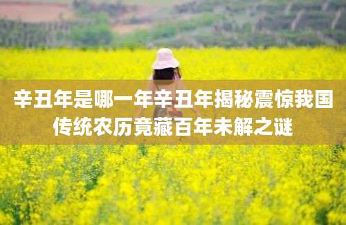 辛丑年是哪一年辛丑年揭秘震惊我国传统农历竟藏百年未解之谜