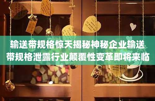 输送带规格惊天揭秘神秘企业输送带规格泄露行业颠覆性变革即将来临