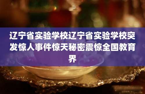 辽宁省实验学校辽宁省实验学校突发惊人事件惊天秘密震惊全国教育界