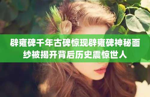 辟雍碑千年古碑惊现辟雍碑神秘面纱被揭开背后历史震惊世人