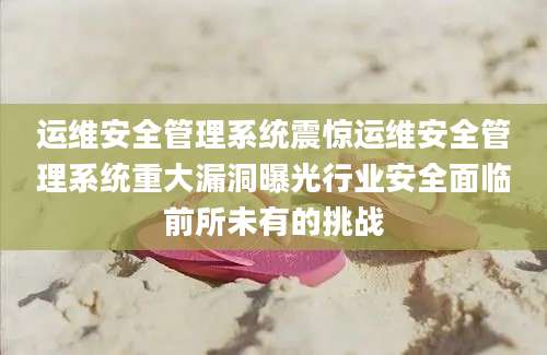 运维安全管理系统震惊运维安全管理系统重大漏洞曝光行业安全面临前所未有的挑战