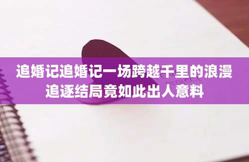 追婚记追婚记一场跨越千里的浪漫追逐结局竟如此出人意料
