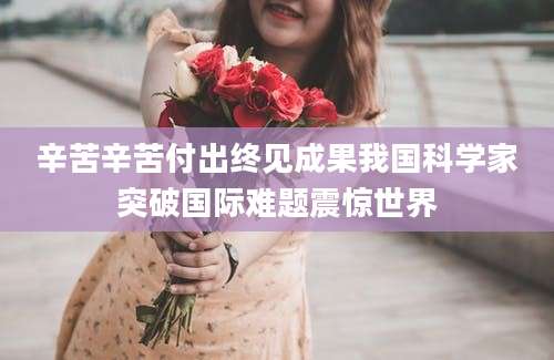 辛苦辛苦付出终见成果我国科学家突破国际难题震惊世界