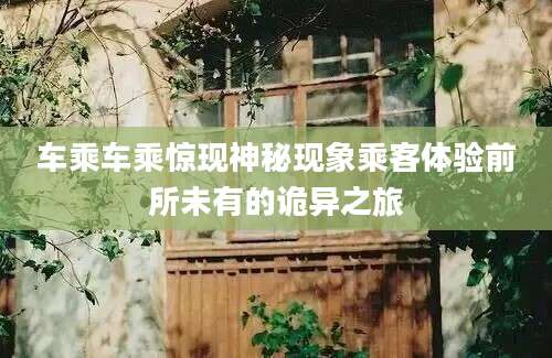 车乘车乘惊现神秘现象乘客体验前所未有的诡异之旅