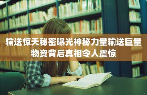输送惊天秘密曝光神秘力量输送巨量物资背后真相令人震惊