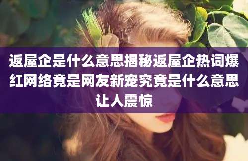 返屋企是什么意思揭秘返屋企热词爆红网络竟是网友新宠究竟是什么意思让人震惊