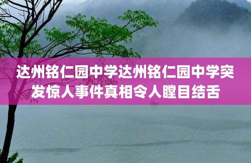 达州铭仁园中学达州铭仁园中学突发惊人事件真相令人瞠目结舌