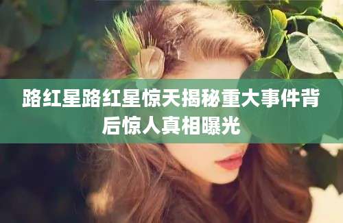 路红星路红星惊天揭秘重大事件背后惊人真相曝光