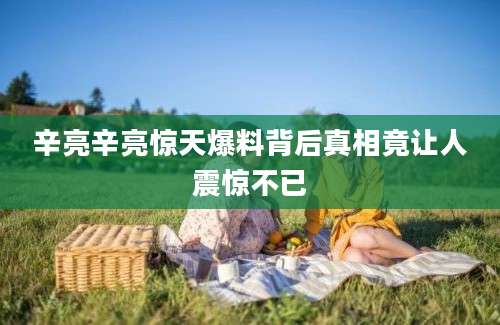 辛亮辛亮惊天爆料背后真相竟让人震惊不已