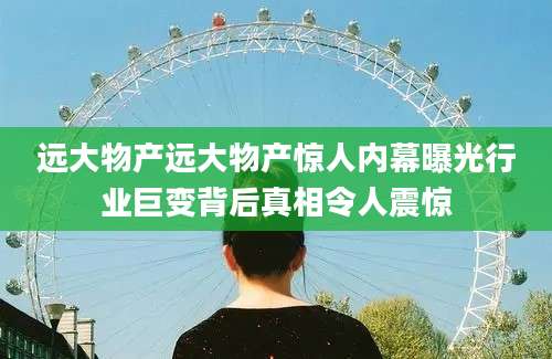 远大物产远大物产惊人内幕曝光行业巨变背后真相令人震惊