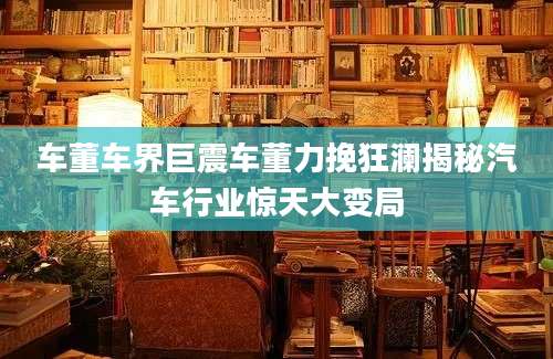 车董车界巨震车董力挽狂澜揭秘汽车行业惊天大变局