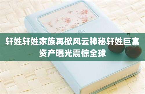 轩姓轩姓家族再掀风云神秘轩姓巨富资产曝光震惊全球